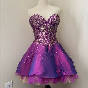 Jovani Purple Strapless Dress